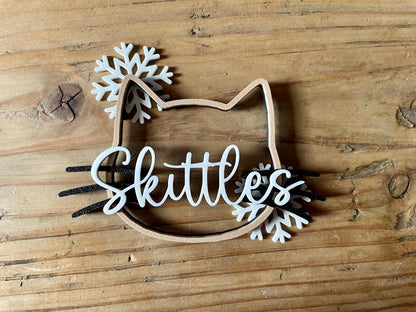 Personalized Cat Christmas Ornament | Custom Name, 3D Printed