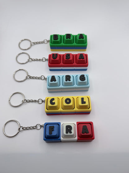 Custom 3-Letter Fidget Keychain | Soccer & Country Fan Gift