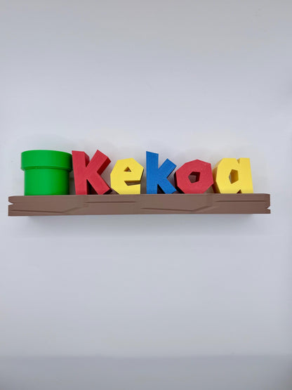 Personalized Gamer Name Shelf with Pencil Holder
