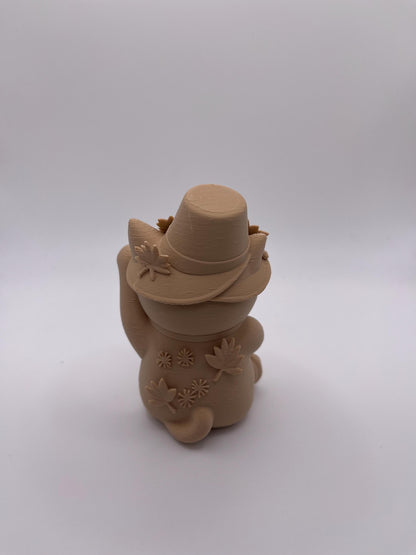 Lucky Cat Figurine | Seasonal 3D Printed Cat Decor