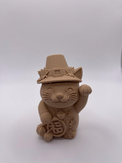 Lucky Cat Figurine | Seasonal 3D Printed Cat Decor