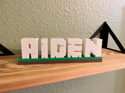 Pixel-Style Custom 3D Nameplate | Personalized Gamer Tag Sign for Kids & Game Rooms