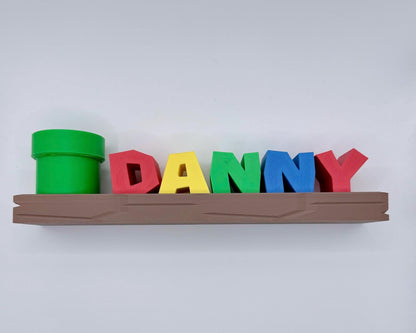 Personalized Gamer Name Shelf with Pencil Holder
