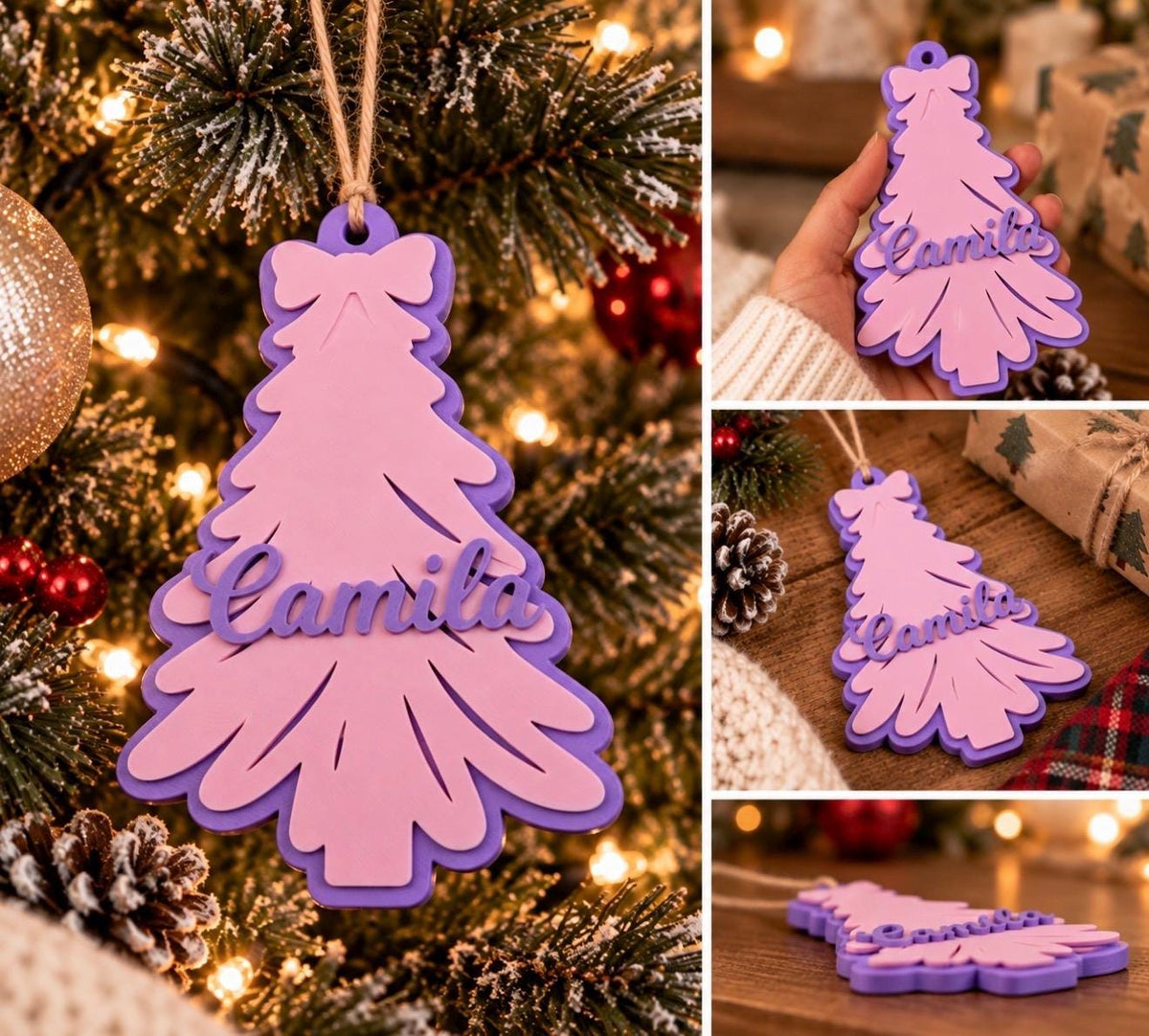 Personalized Christmas Tree Ornament with Name, Custom 3D Printed Ornament, Family Christmas Keepsake, Stocking Stuffer, Holiday Gift