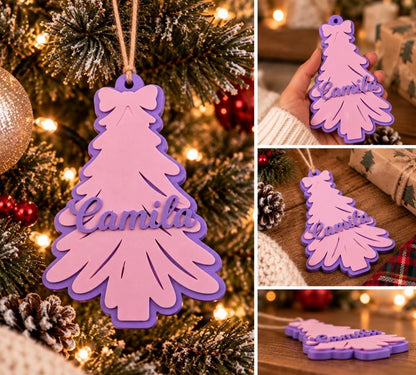 Personalized Christmas Tree Ornament with Name, Custom 3D Printed Ornament, Family Christmas Keepsake, Stocking Stuffer, Holiday Gift