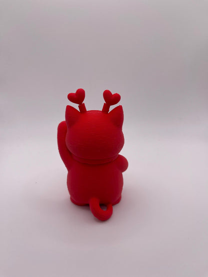 Lucky Cat Figurine | Seasonal 3D Printed Cat Decor