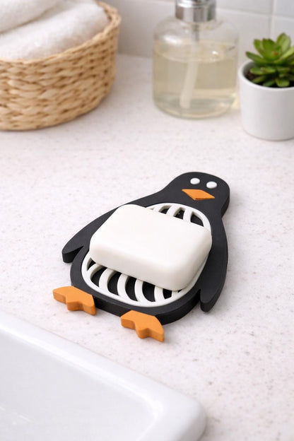 Cute Animal Soap Dish with Drain | Bear, Penguin, Cat & More