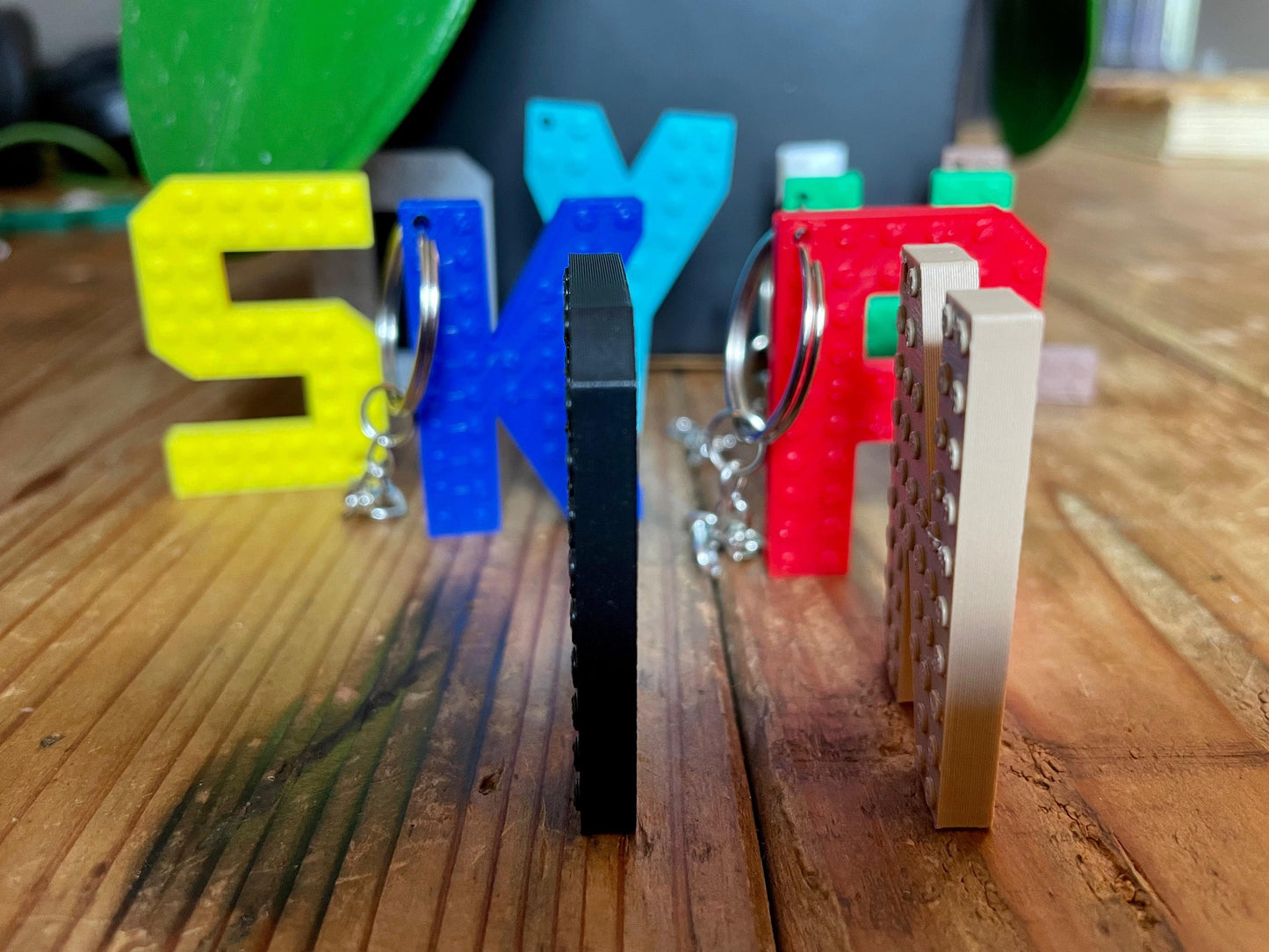Customizable Building Block Letter Keychains - Small Brick Letters