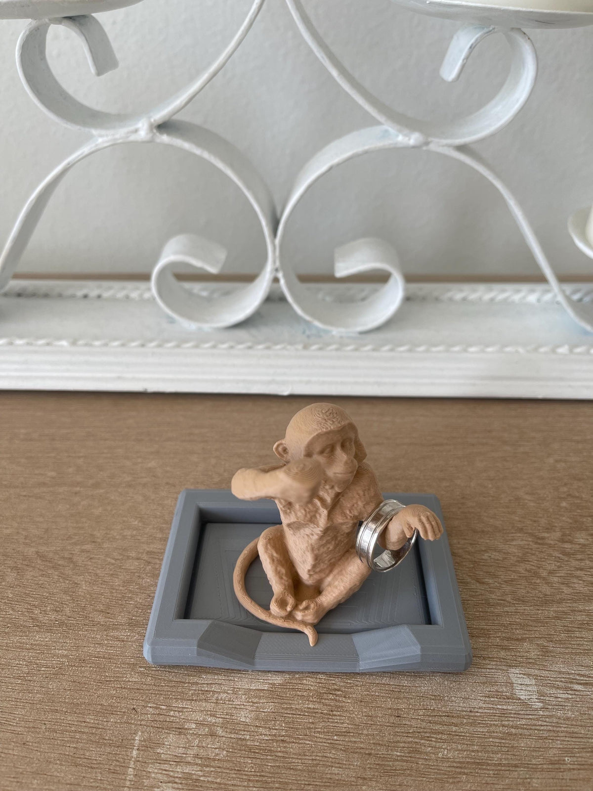 Monkey Ring Holder with Tray | Cute Animal Jewelry Dish