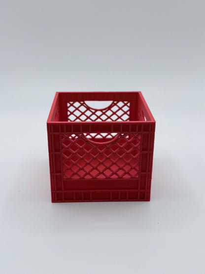 Mini Milk Crate Organizer | 3D Printed Stackable Storage Bin, Desk Organizer, Cute Plastic Crate, Teacher Gift, Dorm Decor