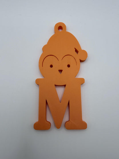 Personalized Christmas Initial Ornament, 3D Printed Character Letter Ornament, Custom Family Name Gift, Santa Reindeer Elf Tree Decoration
