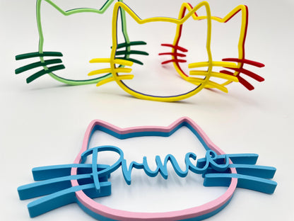 Custom Multicolor Cat Name Sign | 3D Printed Pet Wall Decor