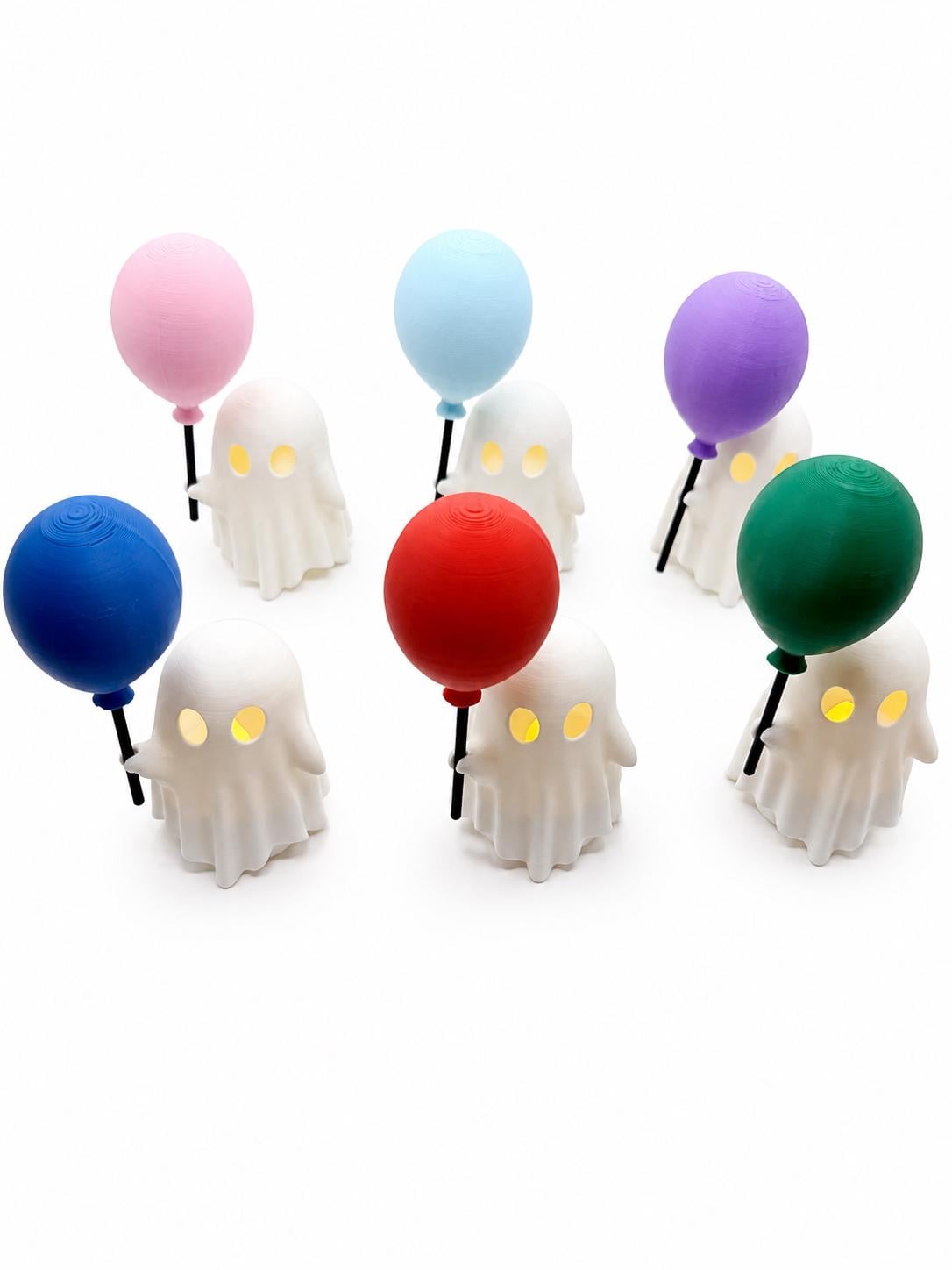 Ghost LED Tea Light Decor – Cute Halloween Ghost with Balloon, Pumpkin, Skull or Cauldron – Glowing Ghost Decoration