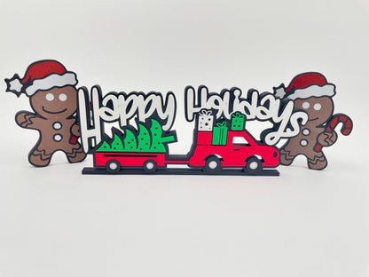 Gingerbread & Snowman Christmas Decor Set | Holiday Display