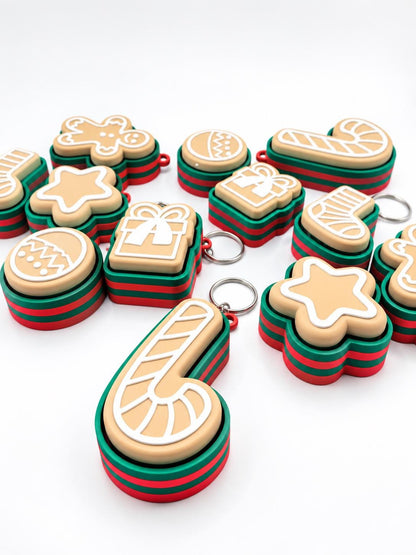 Christmas Cookie Keychains Bulk, 3D Printed Holiday Keychain, Christmas Party Favors, Stocking Stuffers, Classroom Gifts, Set of 6+