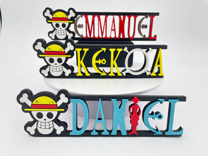 Custom Pirate Anime Name Plate, Personalized Desk Decor