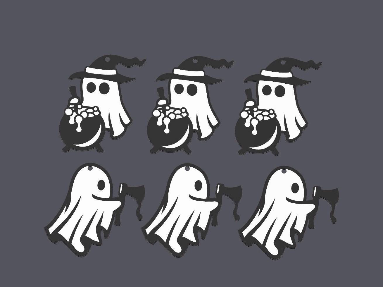 Halloween Ghost Keychain Collection – Set of 13 Spooky Designs