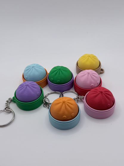 Dumpling Clicker Keychain, Cute 3D Printed Fidget Toy, Kawaii Stress Relief Keychain, Party Favor, Classroom Prize, Bulk Gift