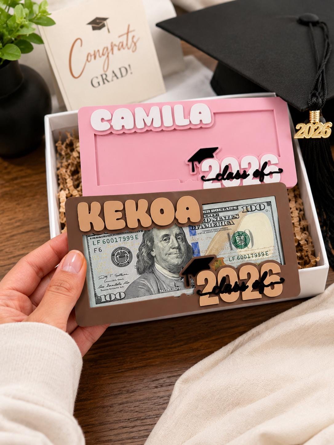 Personalized Graduation Money Holder, Class Of 2026 Graduation Gifts, High School Senior Gift, High School Grad Cash Holder MS393