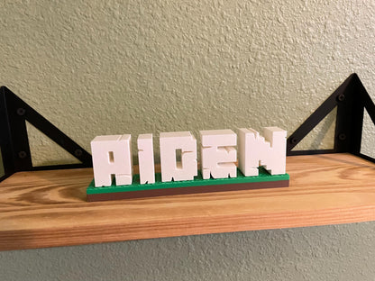 Pixel-Style Custom 3D Nameplate | Personalized Gamer Tag Sign for Kids & Game Rooms