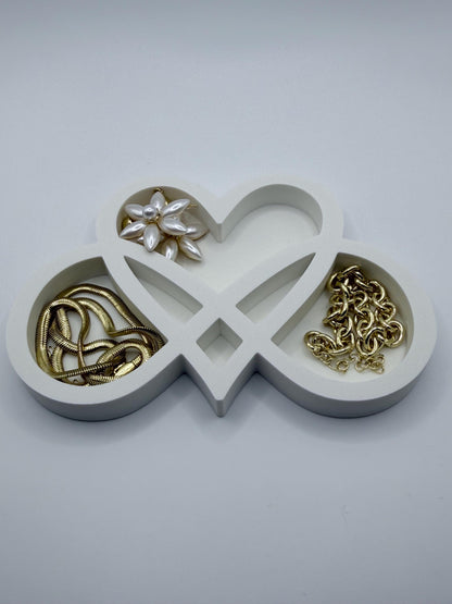 Personalized Infinity Heart Ring Holder, Jewelry Tray, Modern Love Knot Ring Dish, Wedding Gift, Anniversary Gift, Couple Decor