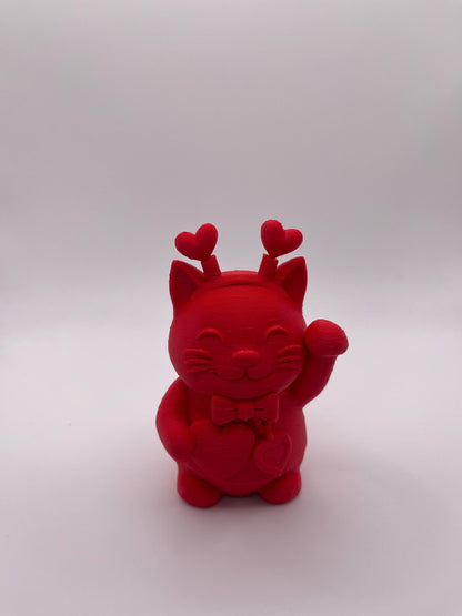 Lucky Cat Figurine | Seasonal 3D Printed Cat Decor