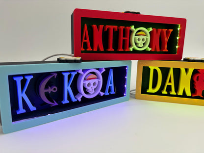Custom Pirate Anime Name Lightbox | Personalized Desk Decor