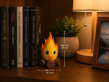 Chibi Fire Demon Bookshelf Decor | Fire Spirit Book Nook Shelf Insert | Fantasy 3D Printed Bookshelf Buddy | Book Lover Gift