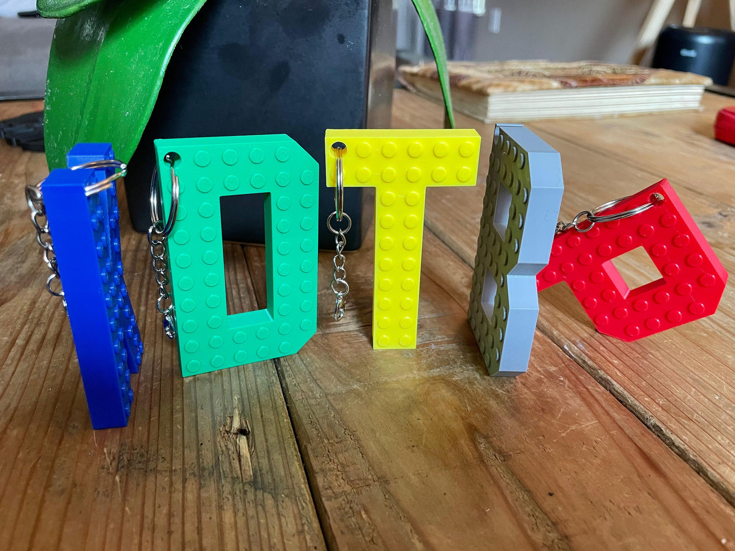 Personalized Building Block Letter Keychains | Back to School | Keychain for Kids | Medium Brick Letters
