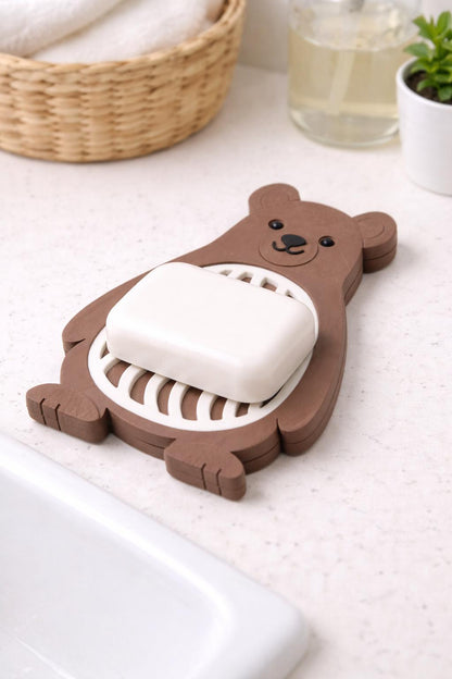 Cute Animal Soap Dish with Drain | Bear, Penguin, Cat & More