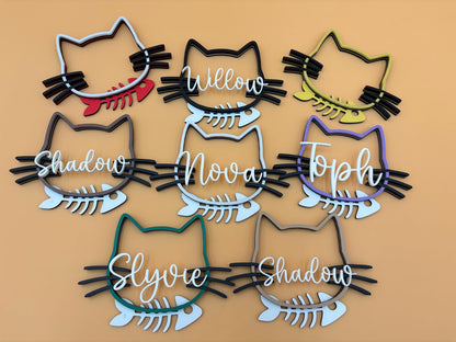 Personalized Cat w/ Fish Sign | Custom Name Sign | Food Sign | Wall Decor | Personalized Sign | Pet Gifts | Gift | Mom | Kitten | Catio