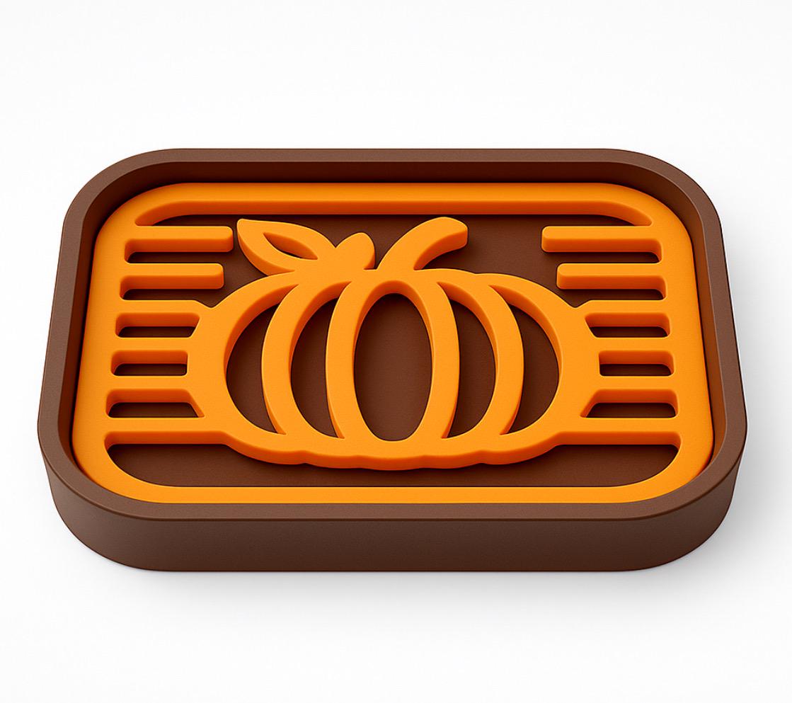 3D Printed Fall Soap Dish | Pumpkin & Leaf Design