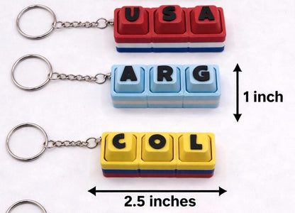 Custom 3-Letter Fidget Keychain | Soccer & Country Fan Gift