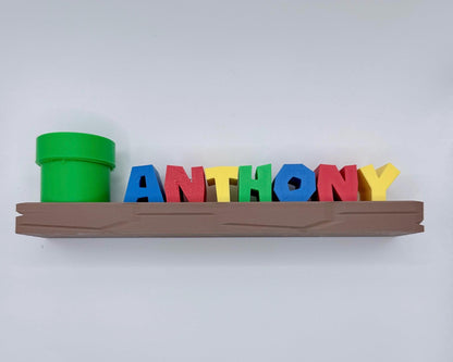 Personalized Gamer Name Shelf with Pencil Holder