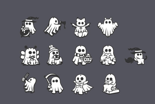 Halloween Ghost Keychain Collection – Set of 13 Spooky Designs