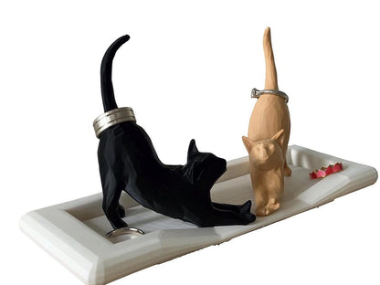 Two Cats Ring Holder Dish | Cat Jewelry Holder Gift