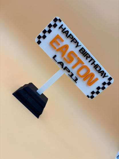 Motorsport Cake Topper | Personalized | Custom | Racing | Party Decoration | Desk Sign | Racing Decor | Car | Birthday