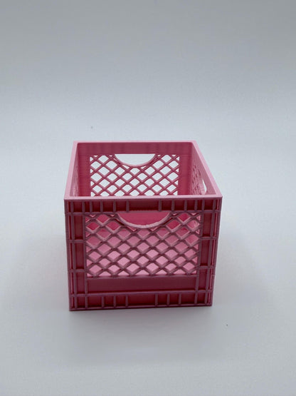 Mini Milk Crate Organizer | 3D Printed Stackable Storage Bin, Desk Organizer, Cute Plastic Crate, Teacher Gift, Dorm Decor