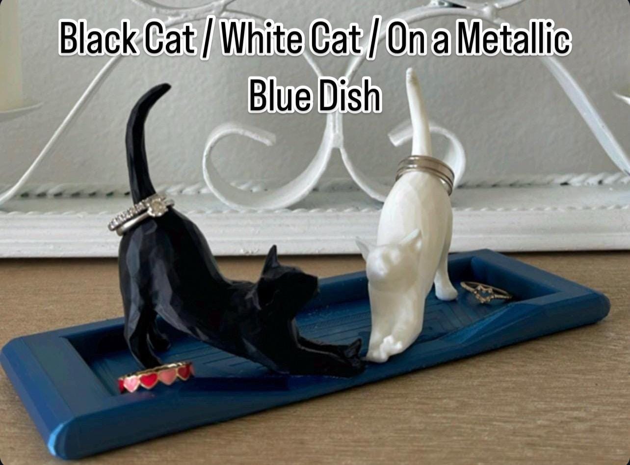 Two Cats Ring Holder Dish – 3D Printed Cat Lover Gift