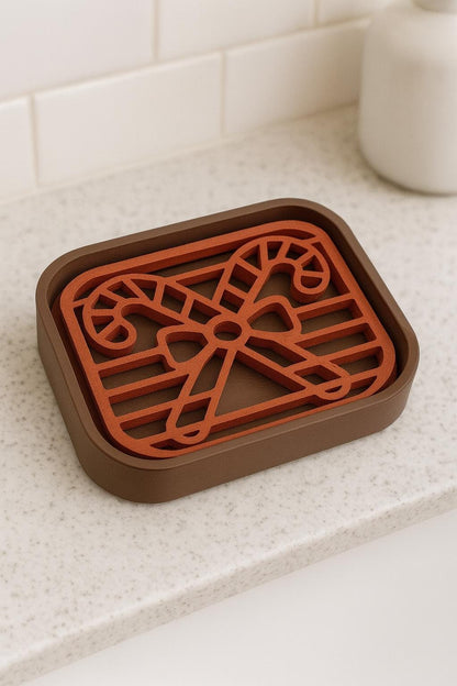 3D Printed Christmas Soap Dish Set | Holiday Bathroom Decor