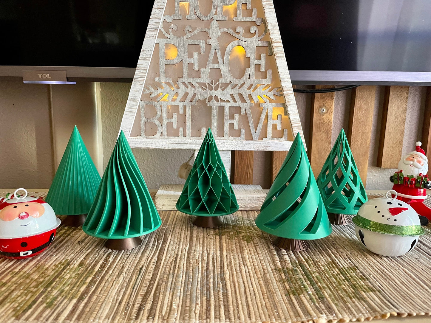 Set of 5 3D Printed Christmas Trees | Eco-Friendly Holiday Decor