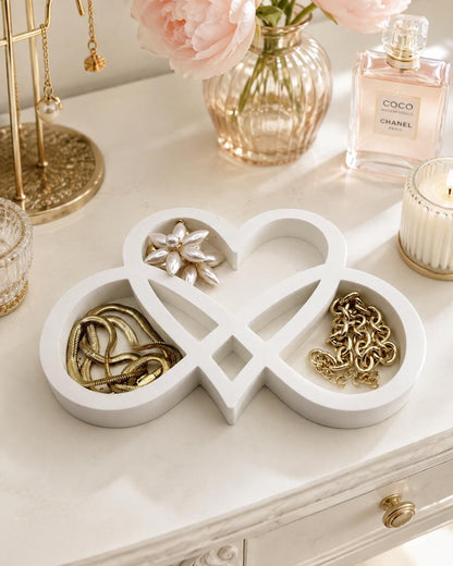 Personalized Infinity Heart Ring Holder, Jewelry Tray, Modern Love Knot Ring Dish, Wedding Gift, Anniversary Gift, Couple Decor