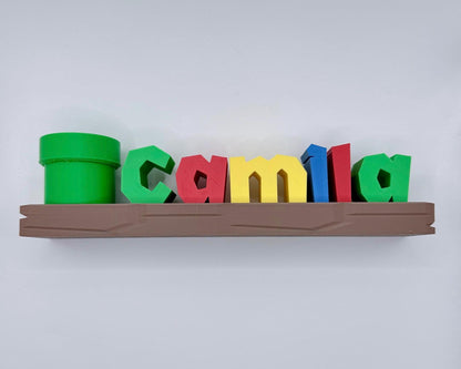 Personalized Gamer Name Shelf with Pencil Holder