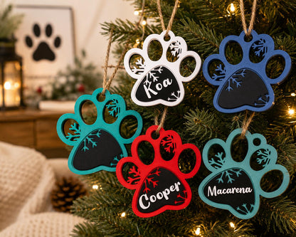 Personalized Dog Paw Christmas Ornament | Pet Memorial Gift