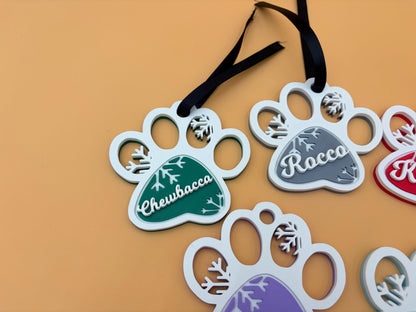 Puppy Paw Ornament | Custom Pet Name Christmas | Personalized Dog Christmas Ornament | Puppy Ornament | Pet Memorial Gift | Dog Lover Decor