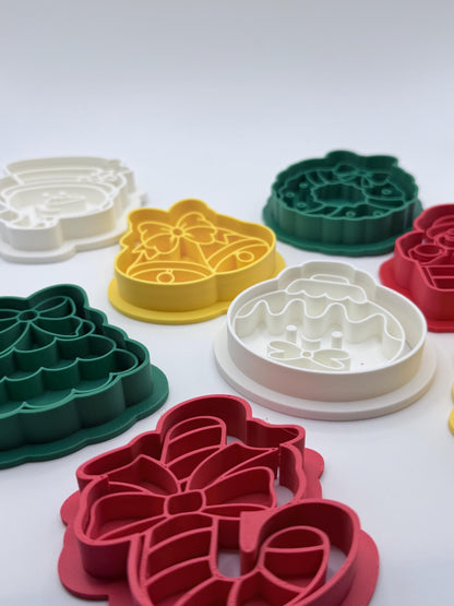 4-Inch Christmas Cookie Cutter Stamp Set, Holiday Baking Cutters, Choose 2, 4, 6 or Complete Set of 8