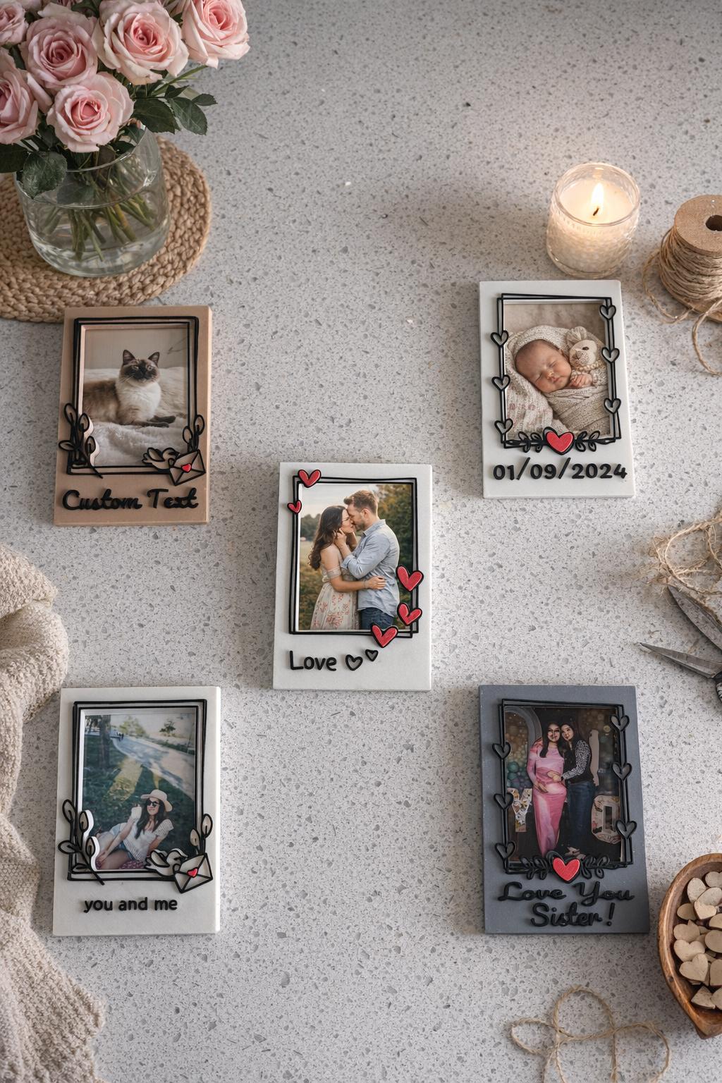 Custom Polaroid Photo Magnet, Personalized Keepsake Gift