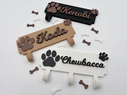 Personalized Dog Leash Holder, Puppy Wall Decor