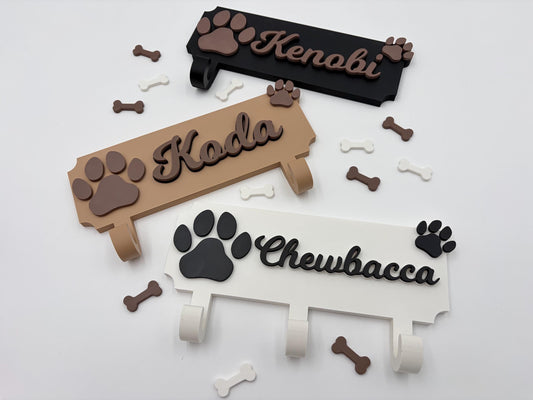 Personalized Dog Leash Holder, Puppy Wall Decor