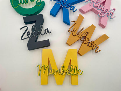 Personalized 3D Name Sign | Custom Initial Nursery Wall Art
